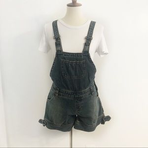 Denim overall shorts